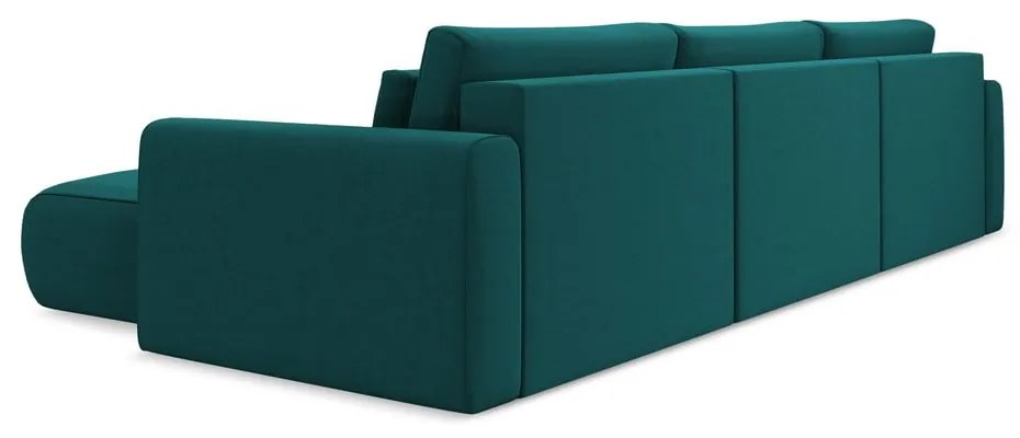 Türkiz bársony kinyitható-tárolóhelyes (U alakú) sarokkanapé Kapua – Makamii