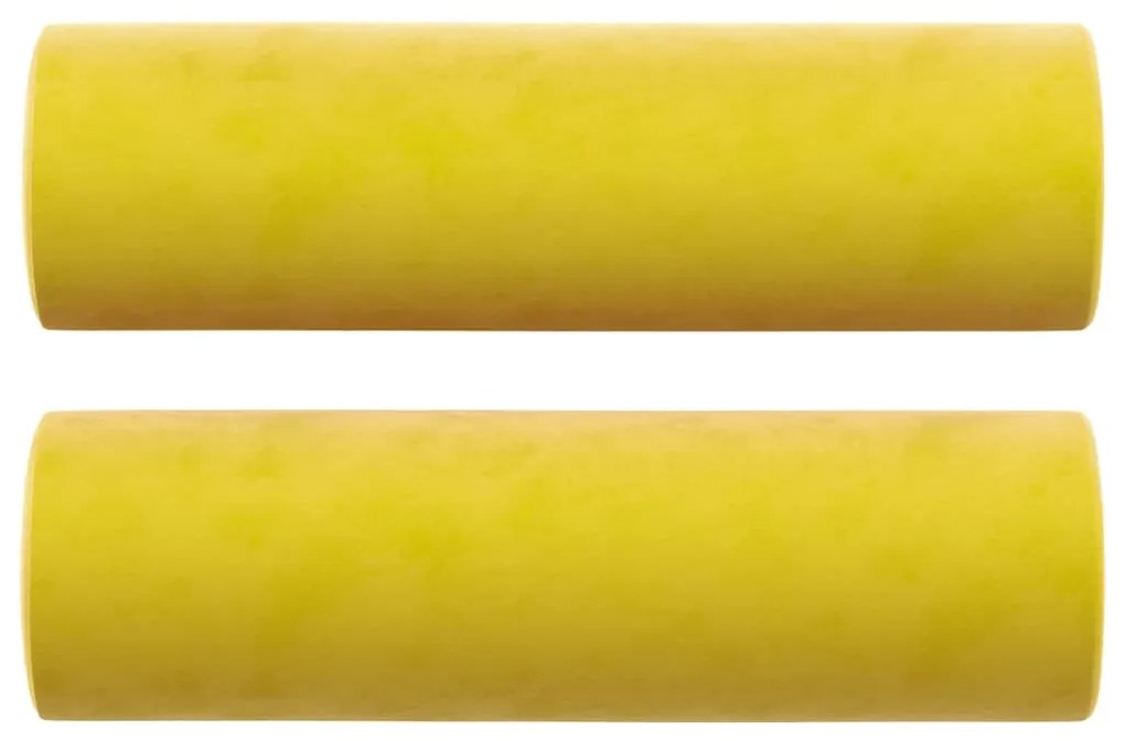 2 személyes sárga bársony kanapé díszpárnákkal 120 cm
