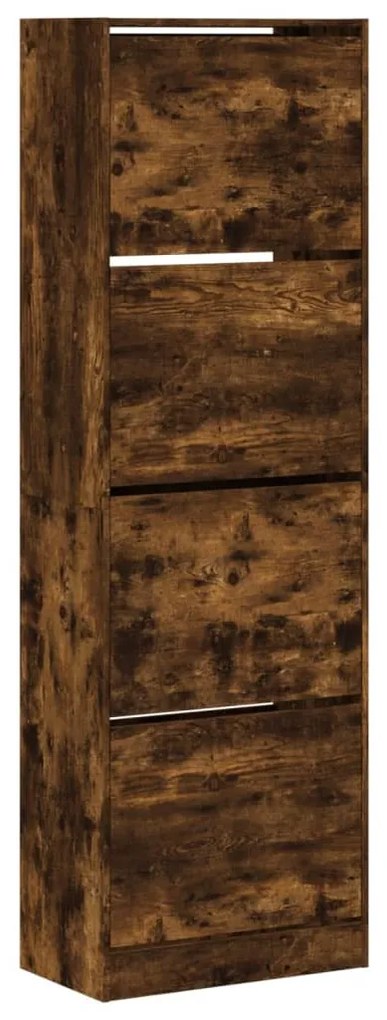 füstös tölgy cipőszekrény 4 kihajtható fiókkal 60x34x187,5 cm