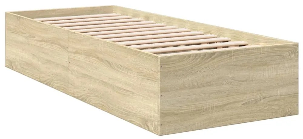 sonoma tölgy színű szerelt fa ágykeret matrac nélkül 75x190 cm