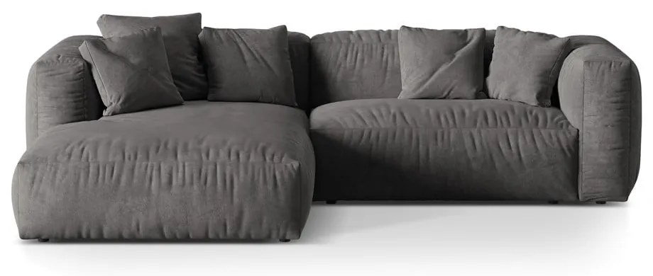 Szürke bársony moduláris sarokkanapé (bal oldali-heverő résszel) Martina – Micadoni