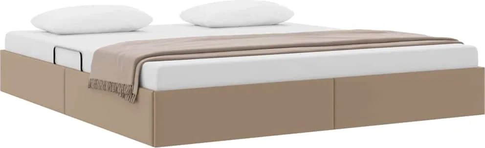 vidaXL Tárolós Ágy fejtámlával tárolóval Kávé 180 x 200 cm Műbőr