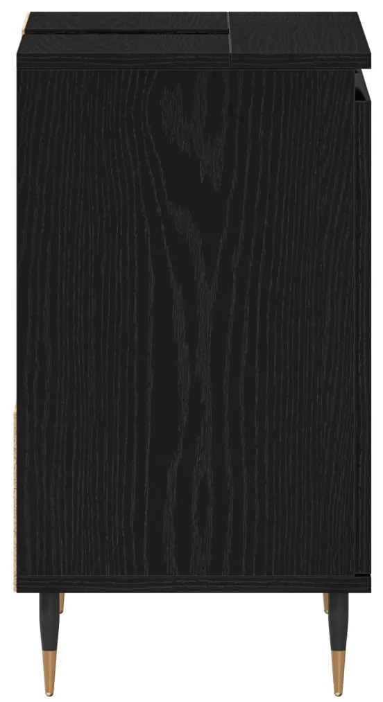 Fürdőszobai Mosdókagyló Szekrény Fekete Tölgy 65x33x60 cm Mérnöki Fa