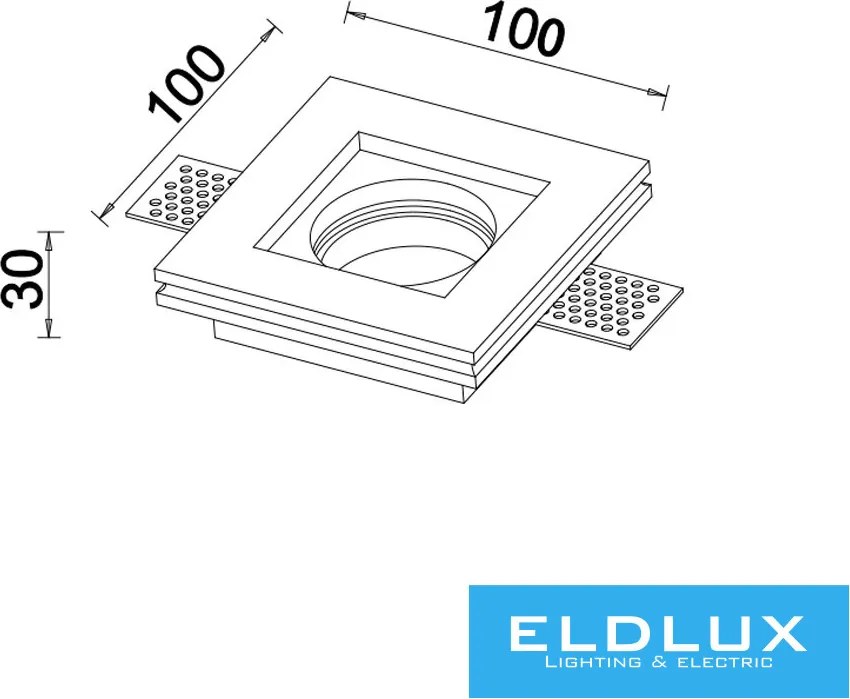 UNIVERSO Gipsz süllyesztett spot lámpatest 1xGU10 100x100x30mm IP20 fehér