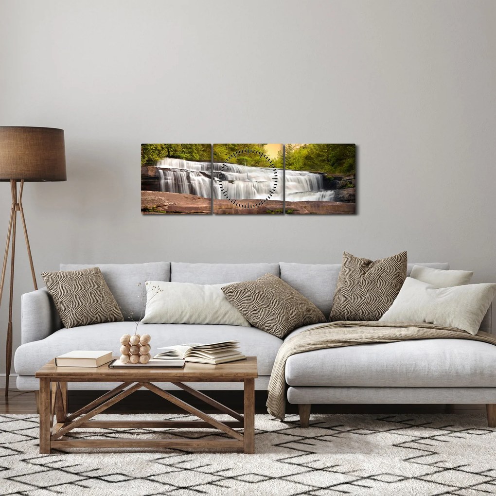 Egy vízesés képe (órával) (90x30 cm)