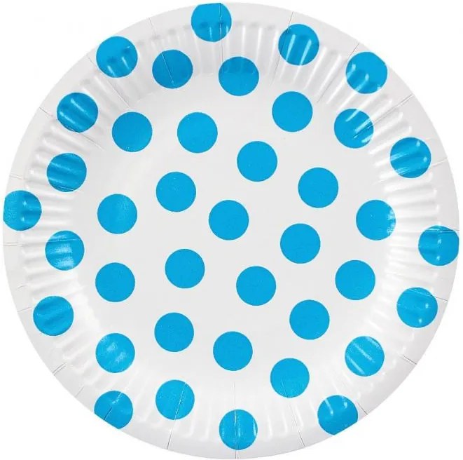 Pöttyös Sky Blue Polka Dot papírtányér 6 db-os 18 cm