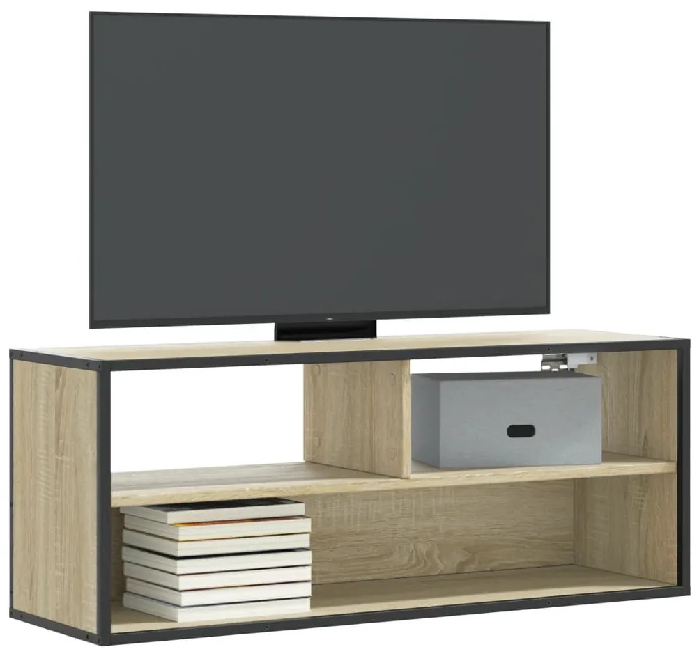 sonoma tölgy színű szerelt fa és fém TV-szekrény 100x31x39,5 cm