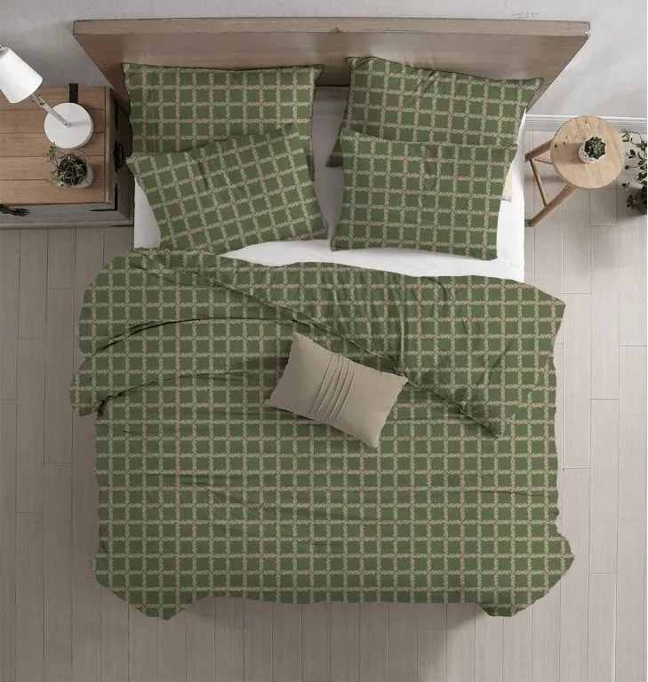 Renforcé pamut ágynemű BLOMORA zöld Ágyneműhuzat mérete: 2 db 70 x 90 cm | 200 x 220 cm