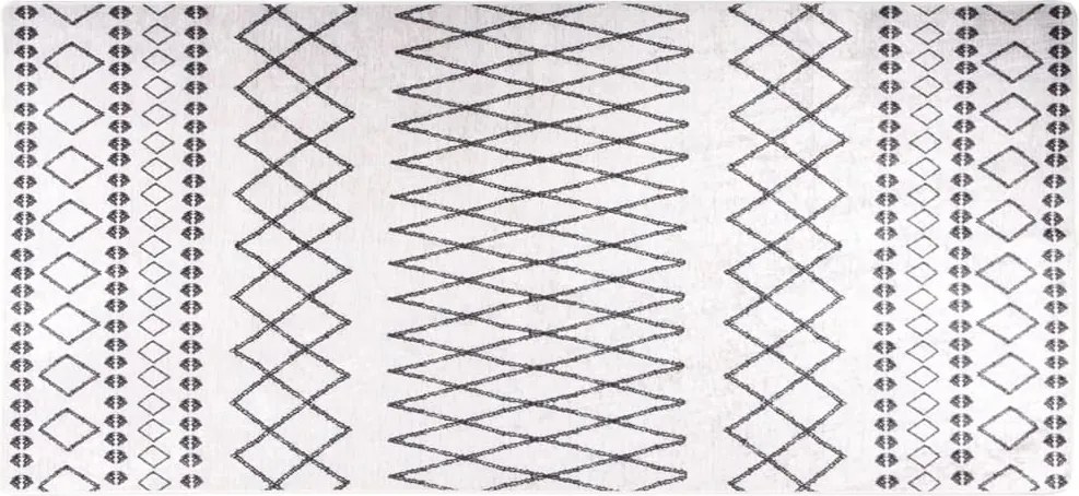 vidaXL fekete és fehér csúszásmentes mosható szőnyeg 80 x 300 cm