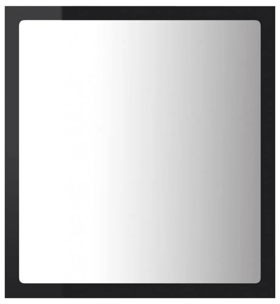 magasfényű fekete akril LED-es fürdőszobatükör 40x8,5x37cm