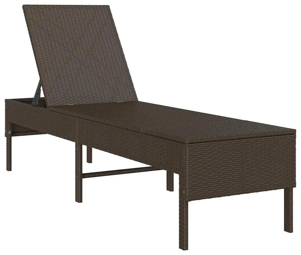 barna polyrattan napozóágy párnával 55x200x44 cm