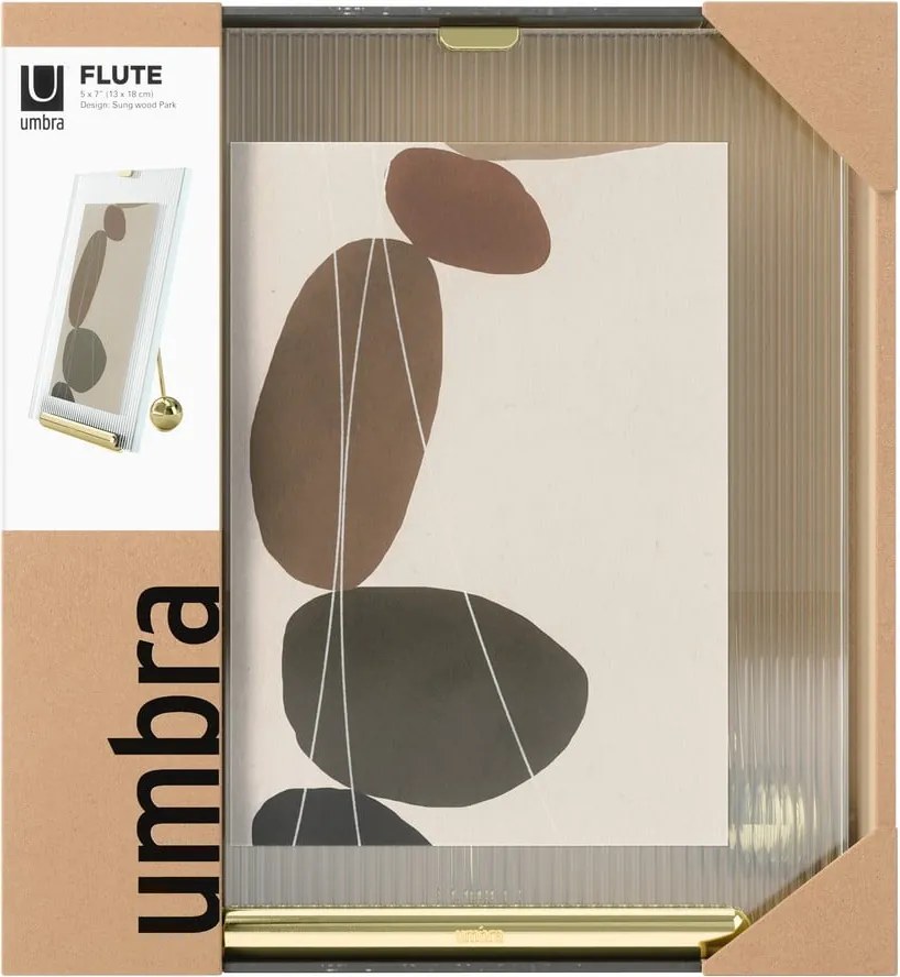 Aranyszínű üveg álló képkeret 19x23 cm Flute – Umbra