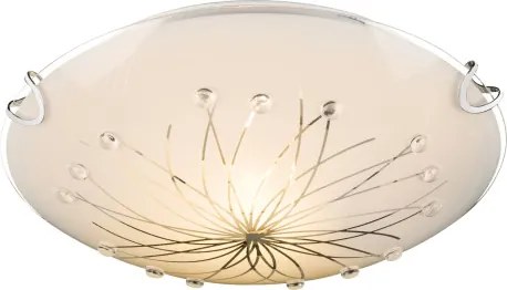 Globo 40402-1 Mennyezeti króm, fehér üveg ø: 250, H:60, exkl. 1xE27 ILLU 60W 230V