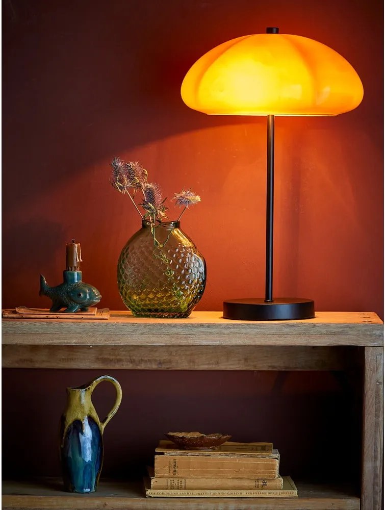 Okkersárga asztali lámpa üveg búrával (magasság 46,5 cm) Kinoko – Bloomingville
