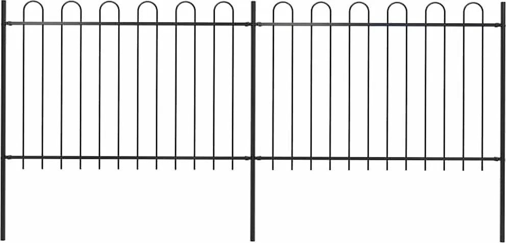 vidaXL fekete acélkerítés karikás tetejű 359 x 120 cm