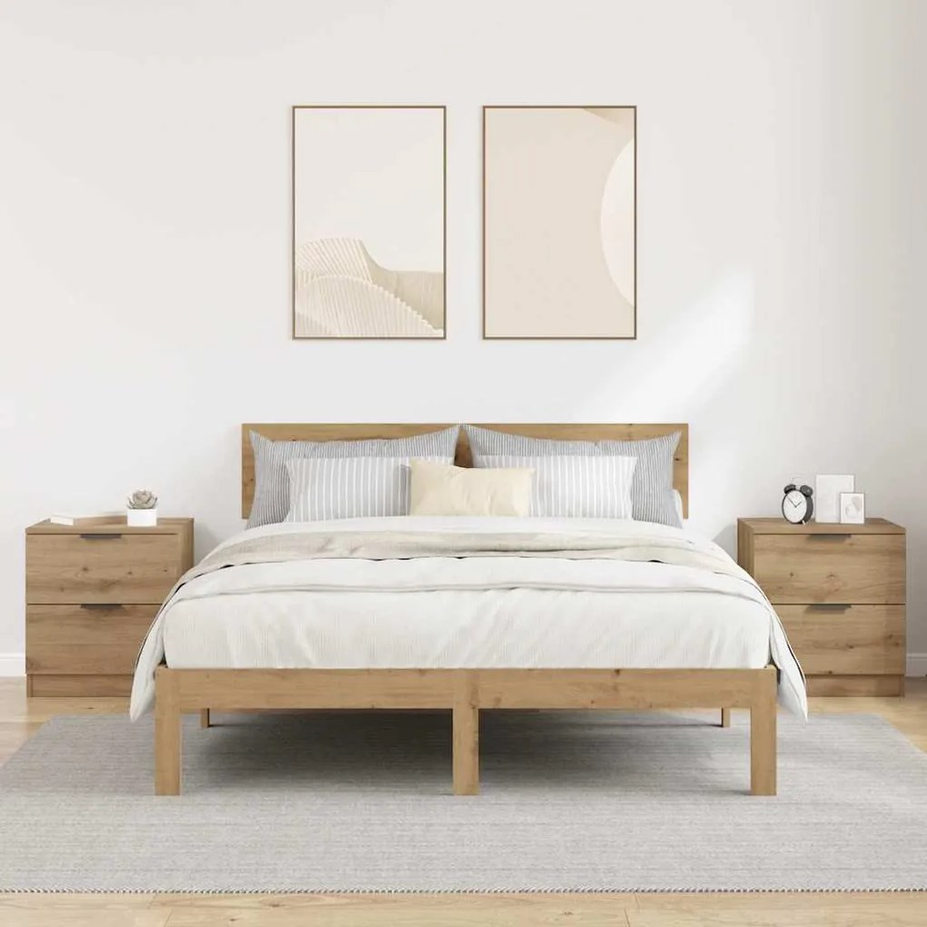 Éjjeliszekrény 2 pcs kézműves tölgy 45 x 39 x 50 cm Faanyag