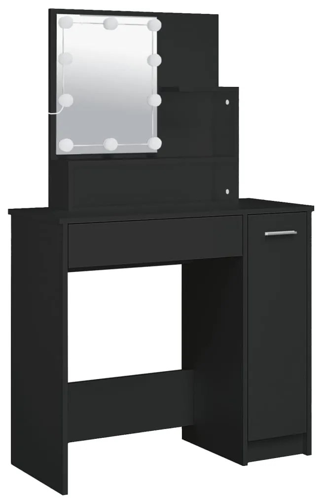 fekete LED.es fésülködőasztal 86,5 x 35 x 136 cm