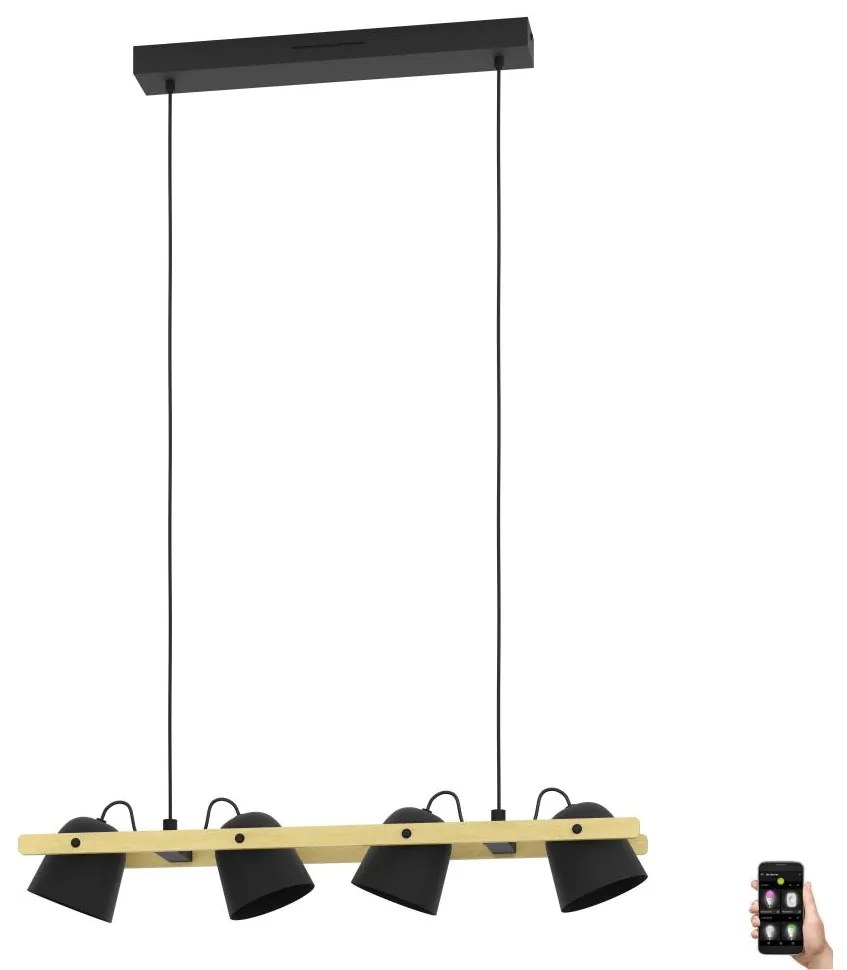 Eglo 900883 - LED RGBW Dimmelhető csillár zsinóron HORNWOOD-Z 4xLED/3,7W/230V