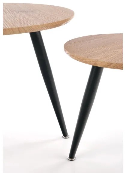 2 darabos ZENYA dohányzóasztal szett, tölgy/fekete