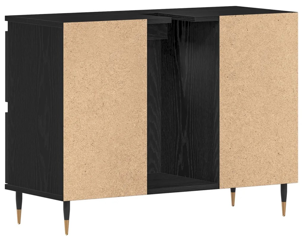 Fürdőszoba Mosdó Szekrény Fekete Tölgy 80x33x60 cm Mérnöki Fa