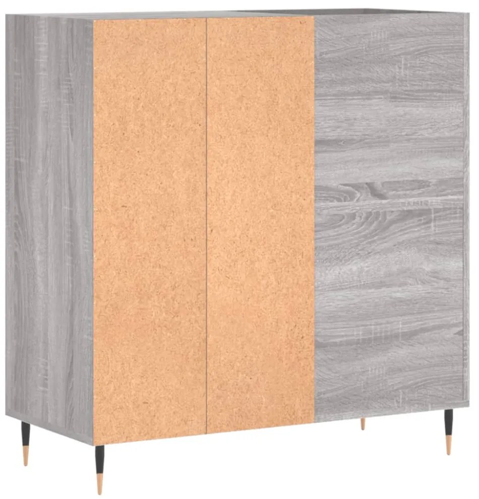 szürke sonoma színű szerelt fa hanglemezszekrény 84,5x38x89 cm