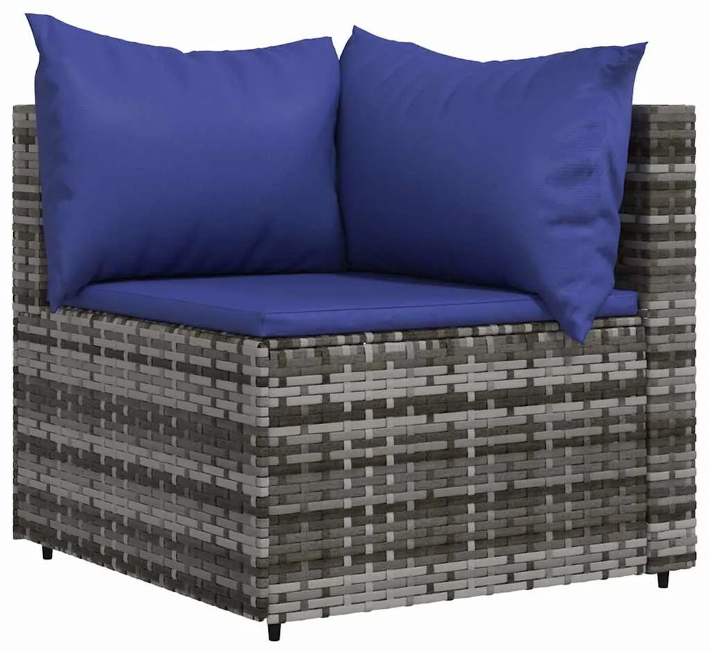 2 db szürke polyrattan kerti sarokkanapé párnával