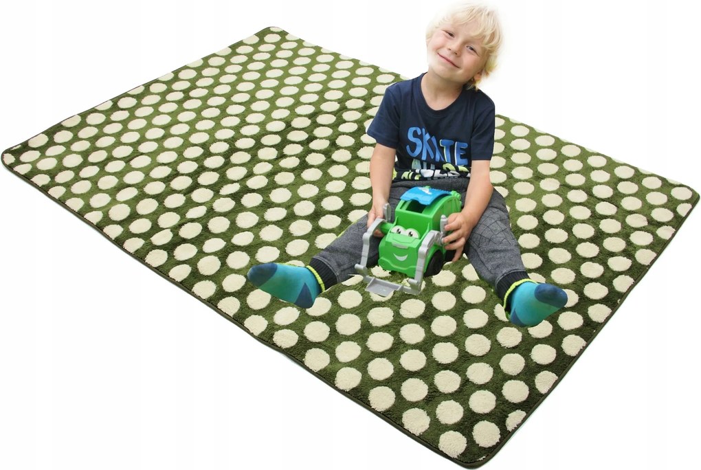 Gyerek plüss szőnyeg 3D puha plüss olíva 160x220 cm