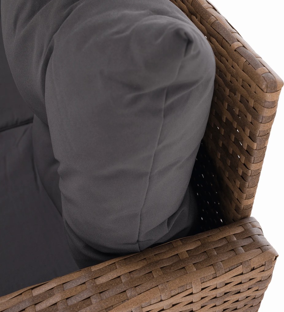 Kerti rattan szett, szürkésbarna/világosbarna, SAGIR