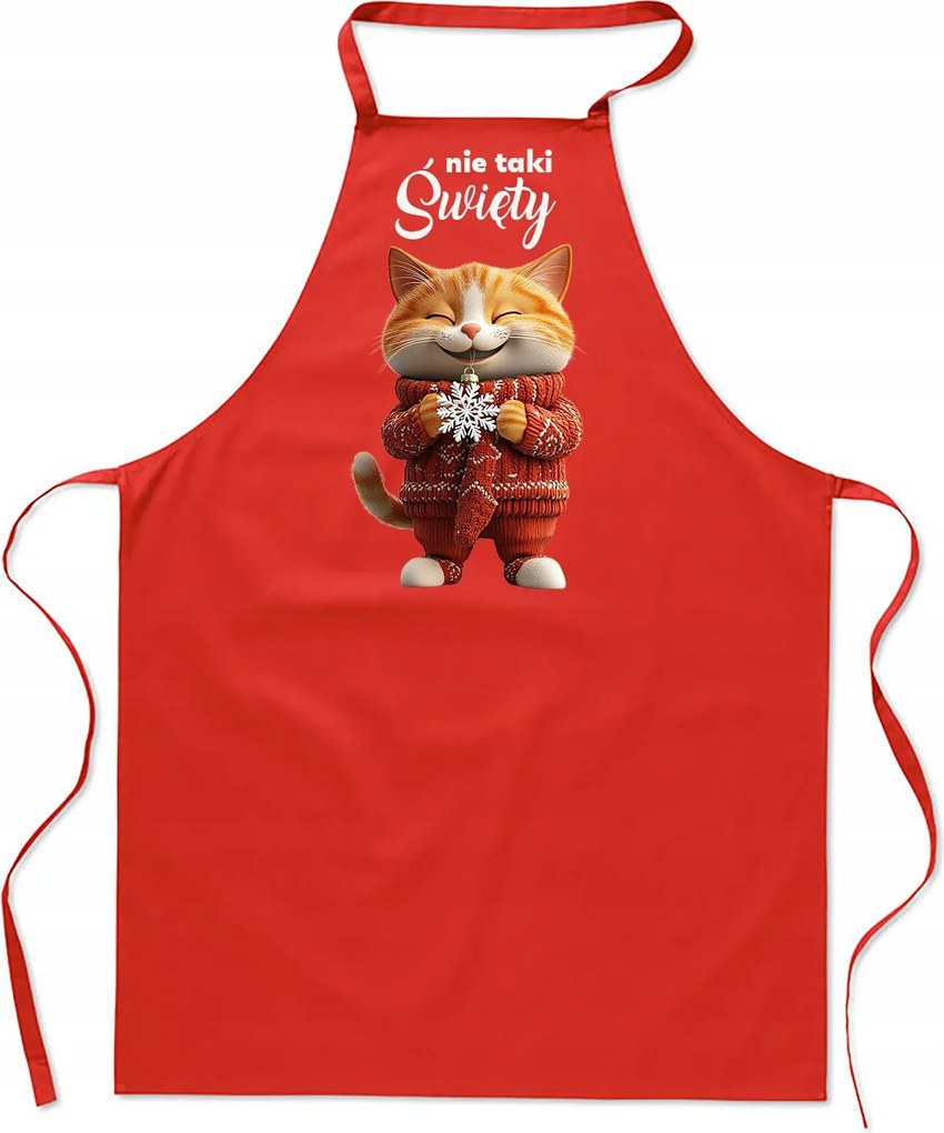 Női Konyhai Kötény férfi karácsonyi pamut nyomott mintás piros