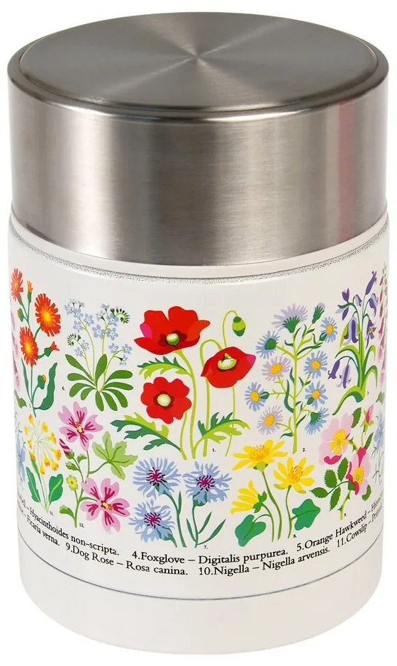 Krémszínű-ezüstszínű ételtartó gyerek termosz 450 ml Wild Flowers – Rex London