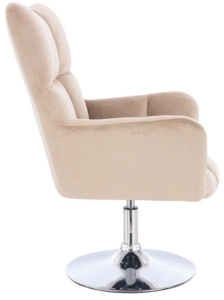 HR650N Latte modern velúr szék krómozott lábbal