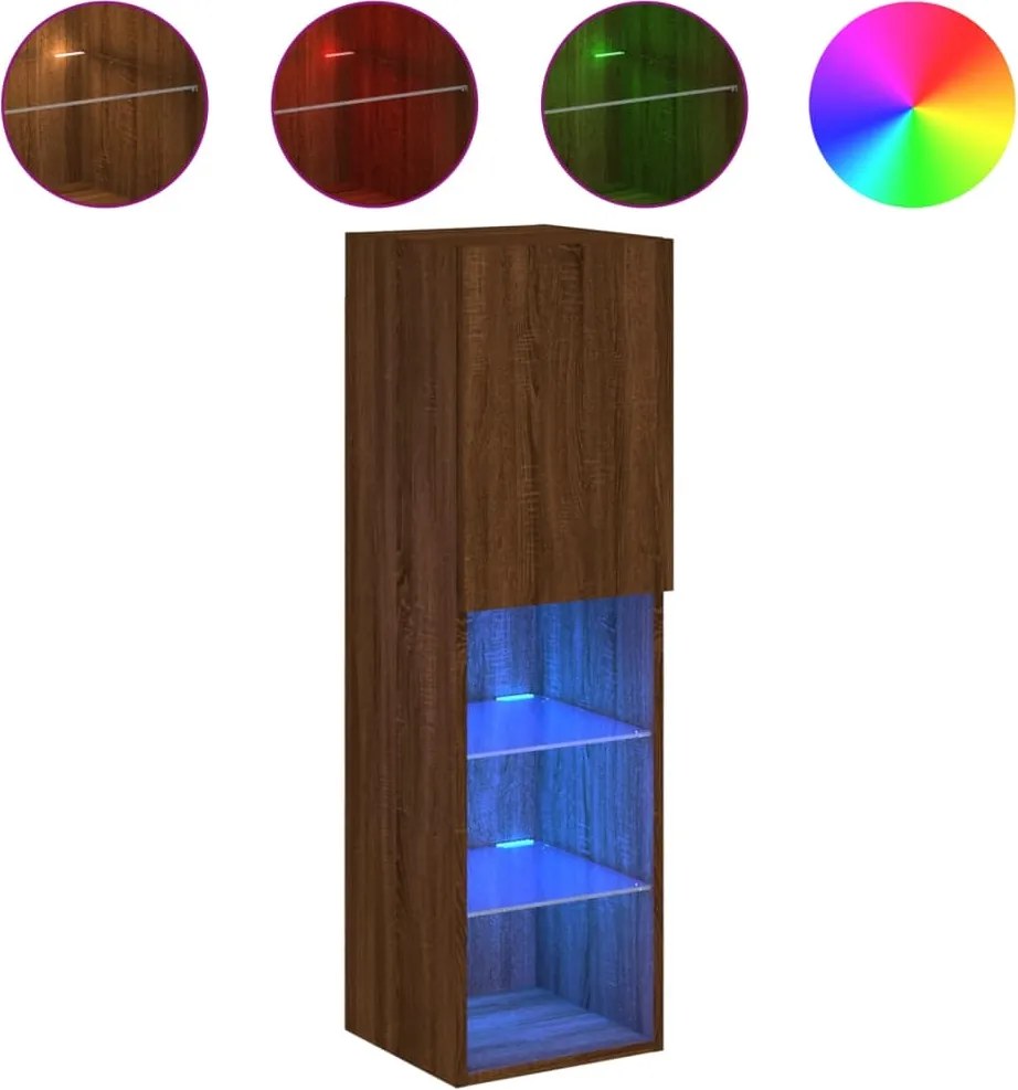 vidaXL barna tölgyszínű TV-szekrény LED-lámpákkal 30,5 x 30 x 102 cm