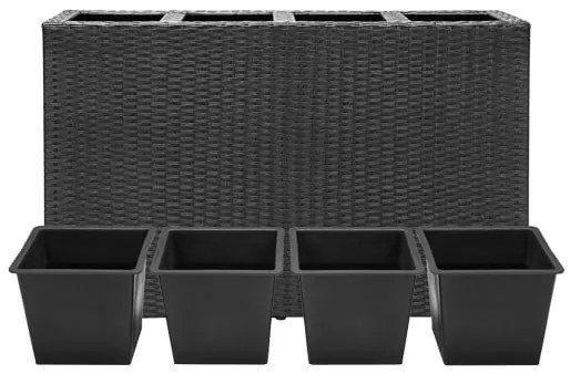 Casaria® Virágtartó - 4 darabos - 95x27x60 cm - fekete