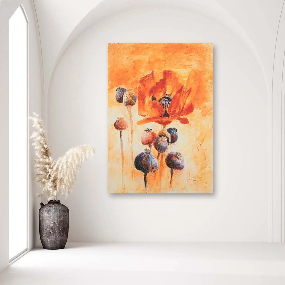 Gario Vászonkép Virágzó pipacsok - kézzel festett Méret: 70 x 100 cm