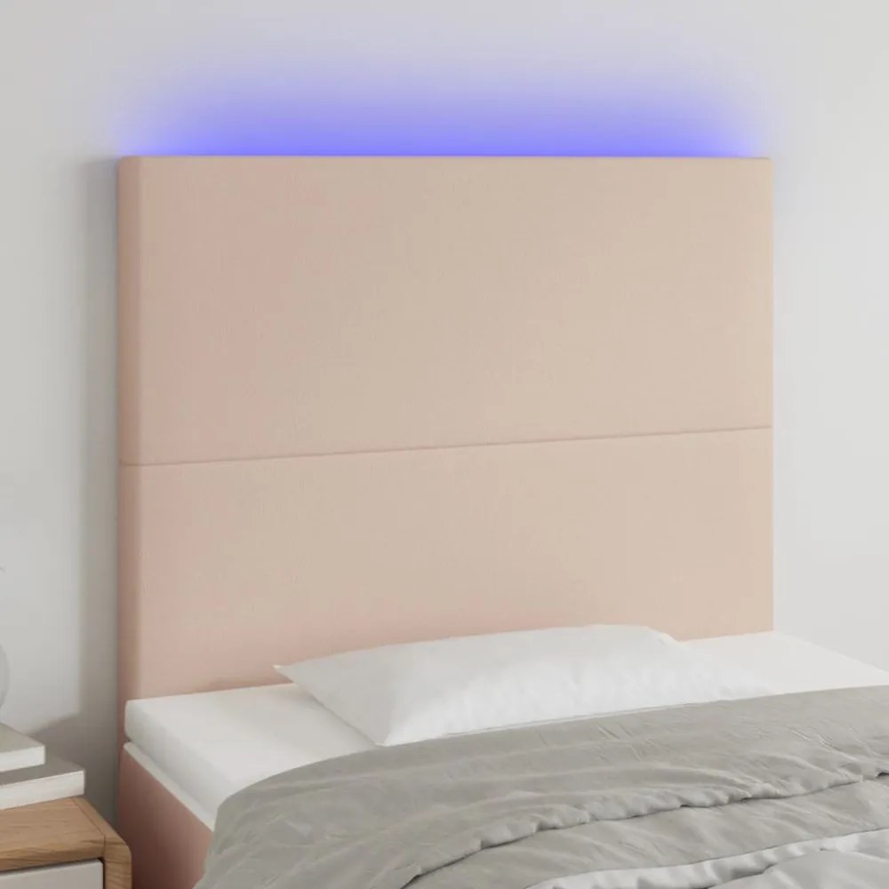 cappuccino műbőr LED-es fejtámla 100x5x118/128 cm