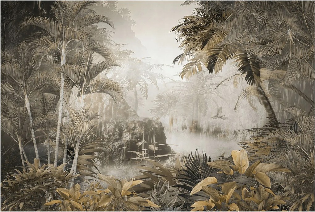 Divatos Flizelin Tapéta Ragasztóval Fali 3D Trópusi erdő 104x70 Ragasztó