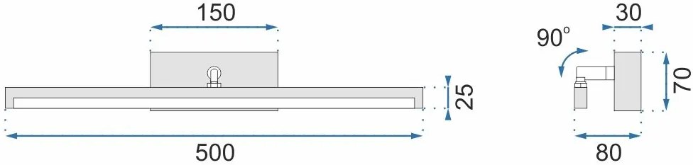 LED FÜRDŐSZOBA LÁMPA TÜKÖR fölötti 12W 50cm APP373-1W Fekete