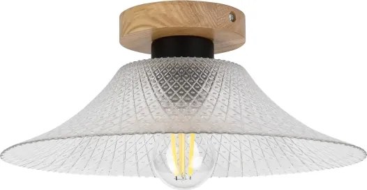 Mennyezeti lámpa JULL WOOD 1xE27/15W/230V tölgy/átlátszó átm. 34 cm