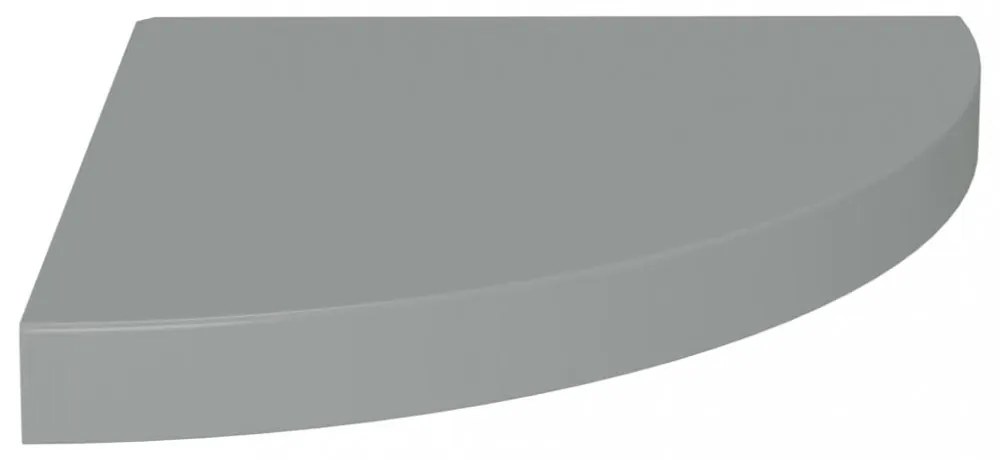 magasfényű szürke MDF lebegő sarokpolc 35 x 35 x 3,8 cm