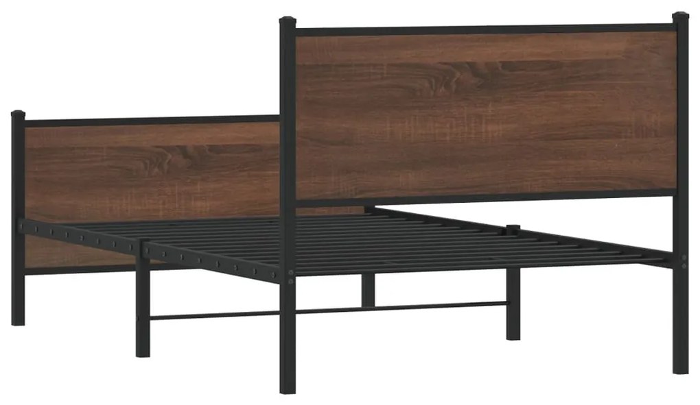 barna tölgy színű fém ágykeret matrac nélkül 100 x 200 cm