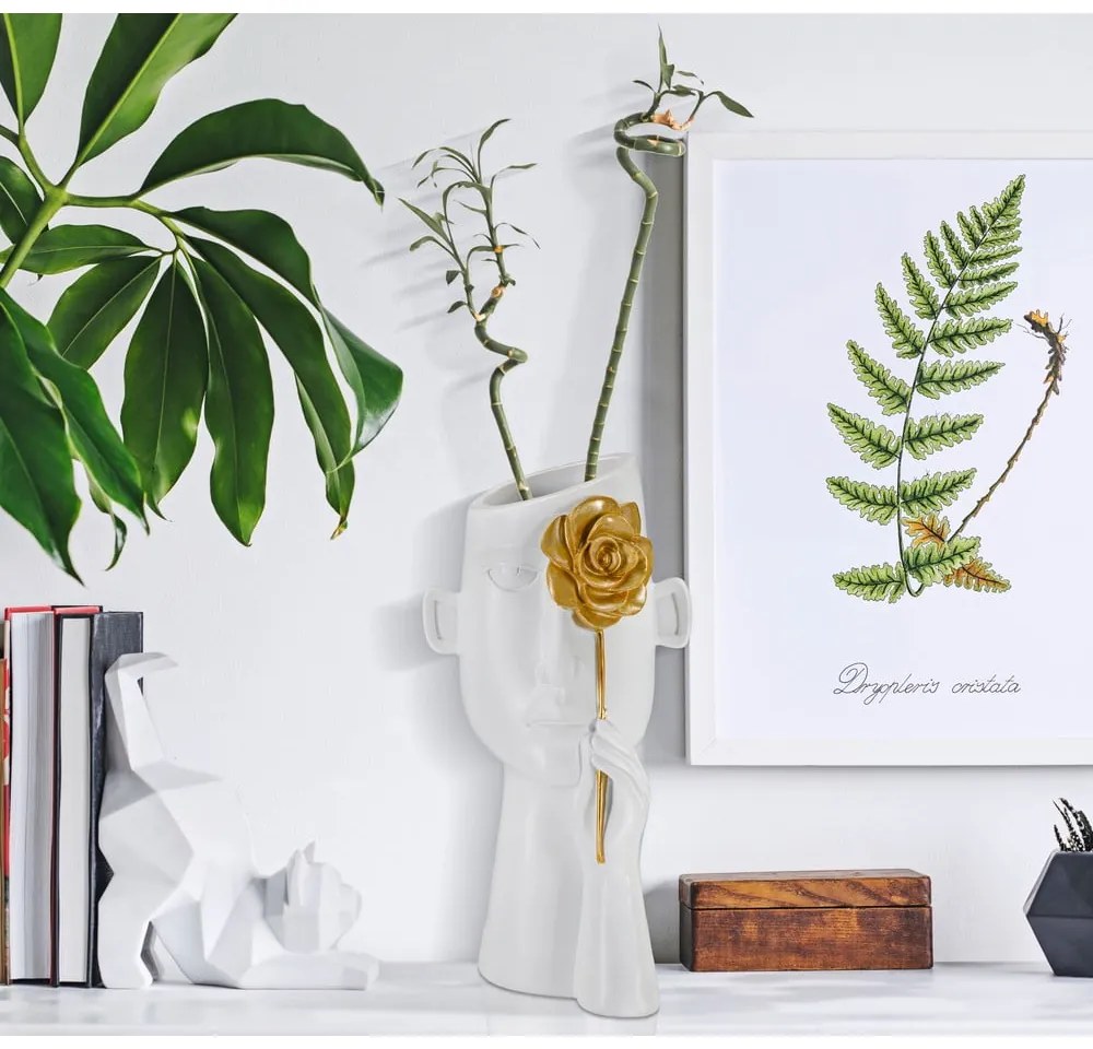 Fehér poligyanta váza 27 cm Fiore – Mauro Ferretti