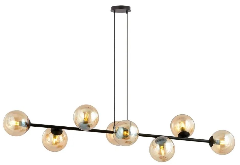 Csillár zsinóron ROSSI 8xE14/10W/230V fekete/bézs