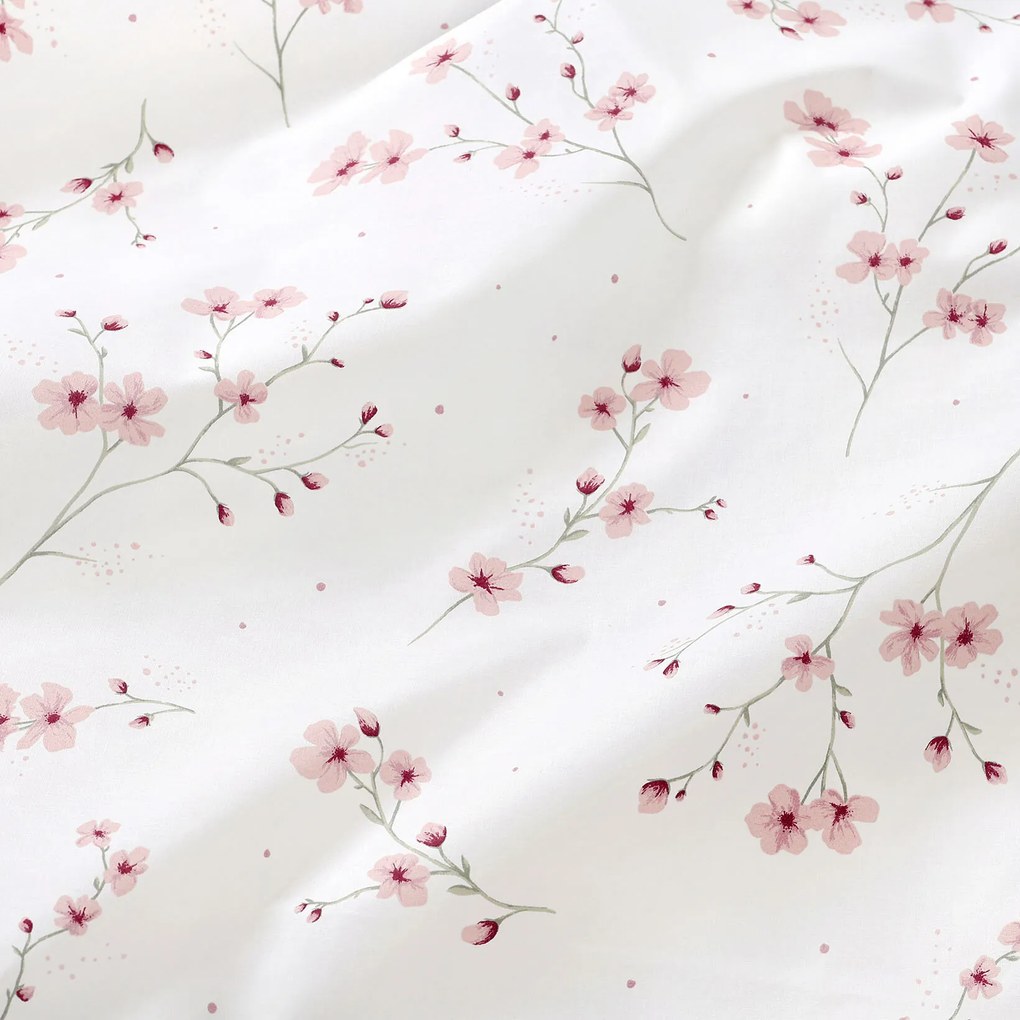 Goldea szögletes terítő 100% pamutvászon - cseresznyevirágok 120 x 160 cm