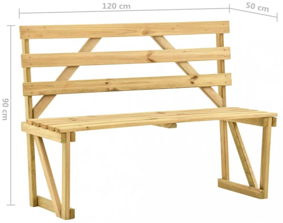 impregnált fenyőfa kerti pad 120 cm
