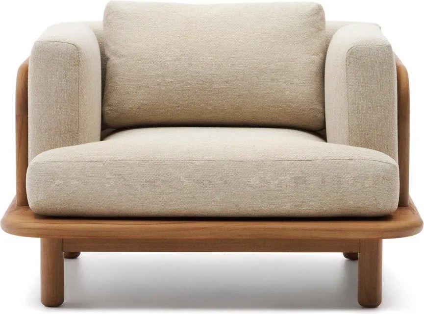 Bézs-natúr színű tömörfa kerti fotel Turqueta – Kave Home