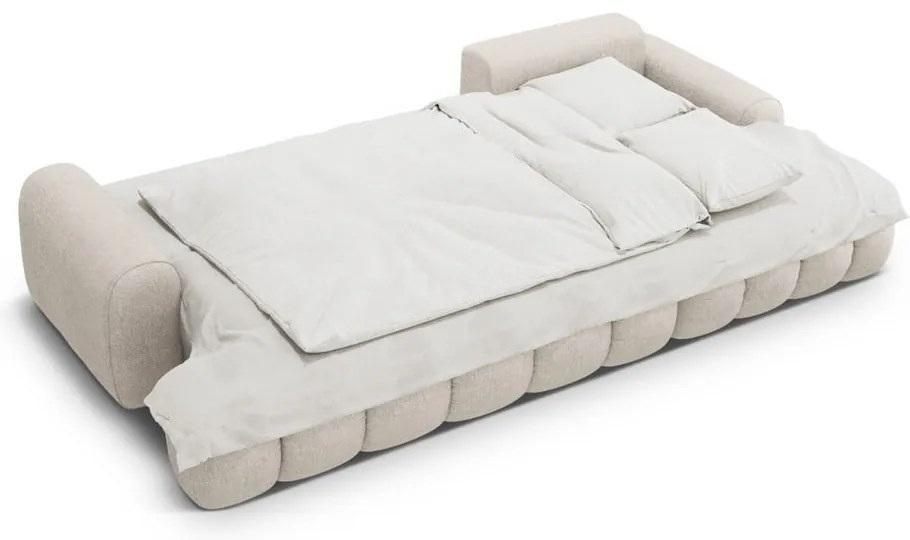 Bézs kinyitható-tárolóhelyes sarokkanapé (jobb oldali-heverő résszel) Linz – Cosmopolitan Design