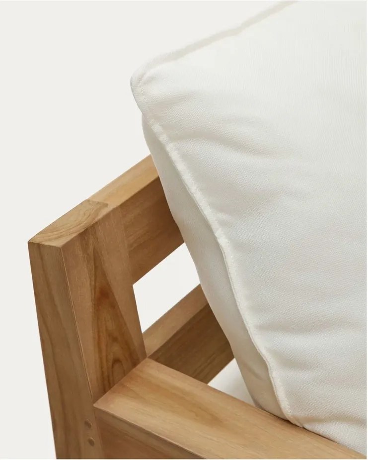 Fehér-natúr színű teakfa kerti kanapé Forcanera – Kave Home