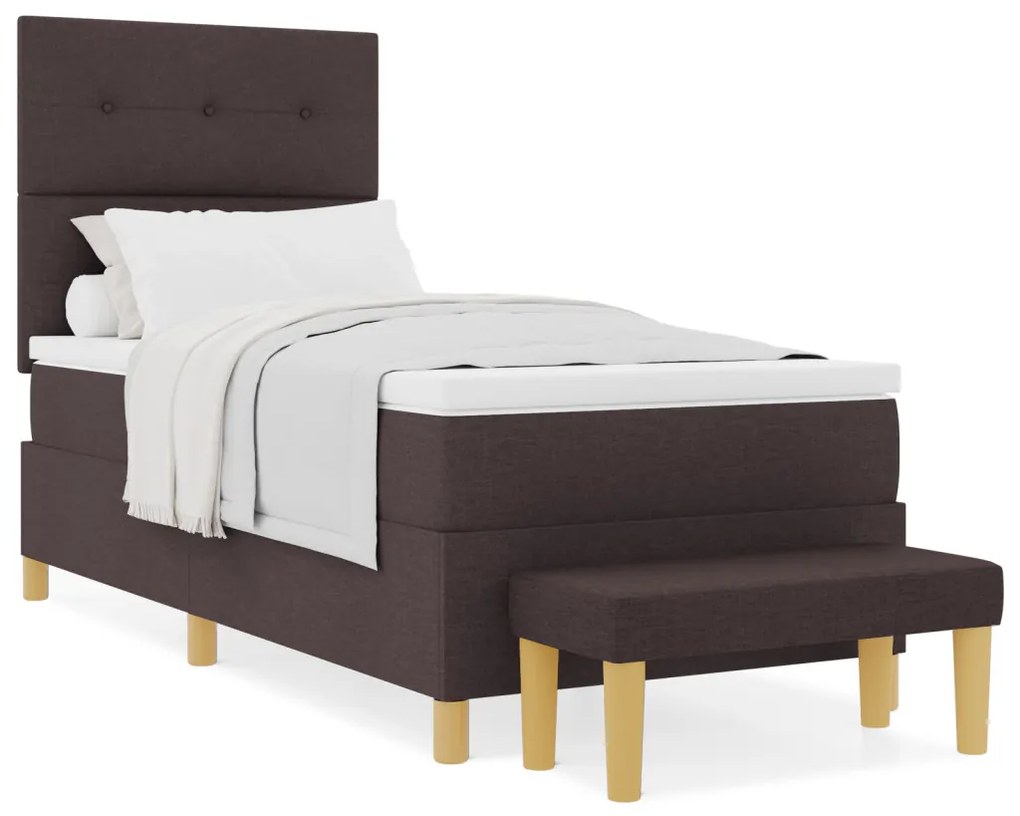 Boxspring Ágy Matrachoz és Padhoz Sötétbarna 100x200 cm Szövet