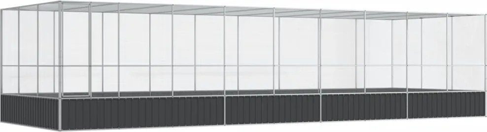 vidaXL ezüstszínű acél madárház bővítménnyel 932x307x212 cm
