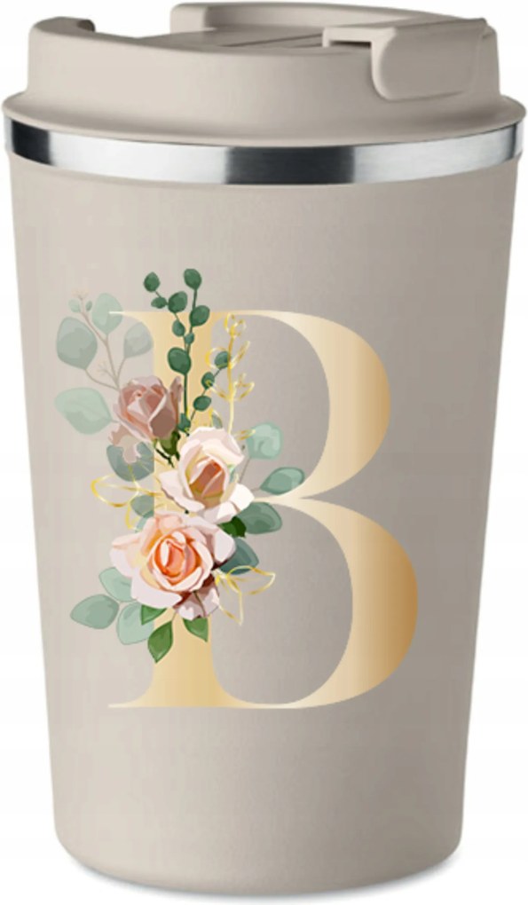 Prémium thermo bögre bézs B betűvel monogram Beáta KT_143_b
